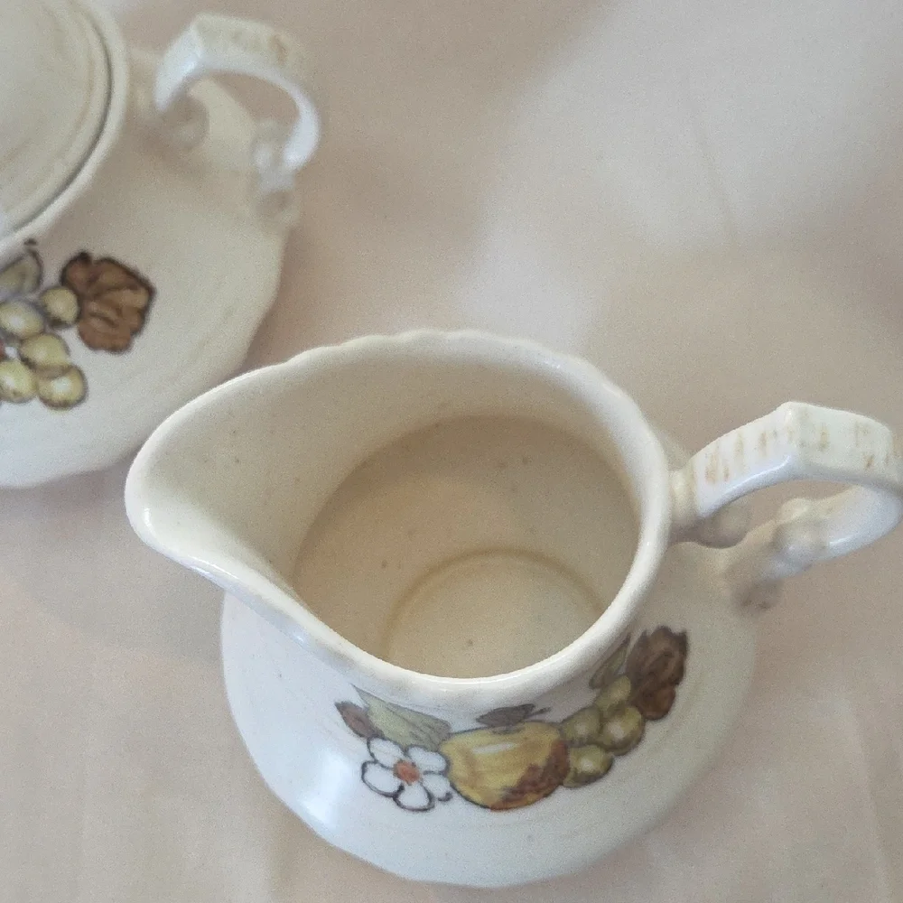 Metlox Vernon Ware Floral Cream and Sugar Set. Vintage